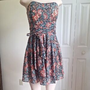 AmericanRag Floral Strapless Dress, Size Small 100% Cotton